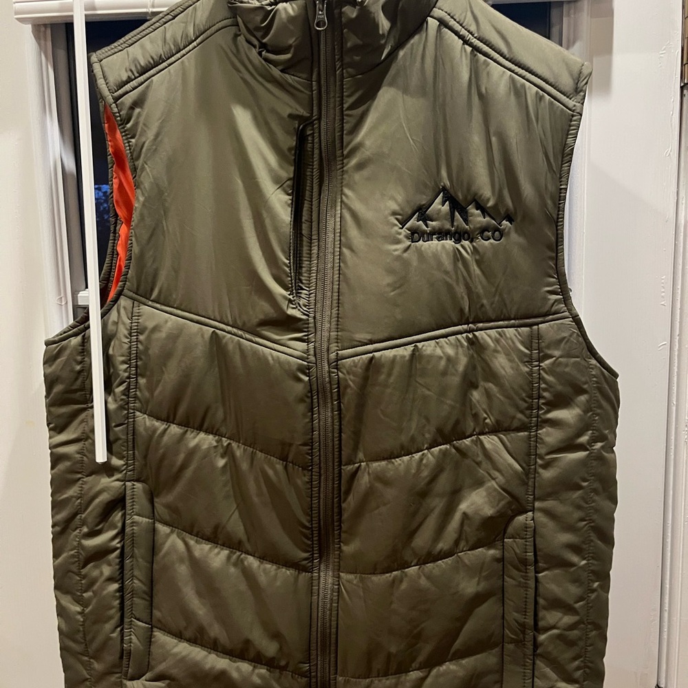 Port Authority Olive and Orange Puffer Vest